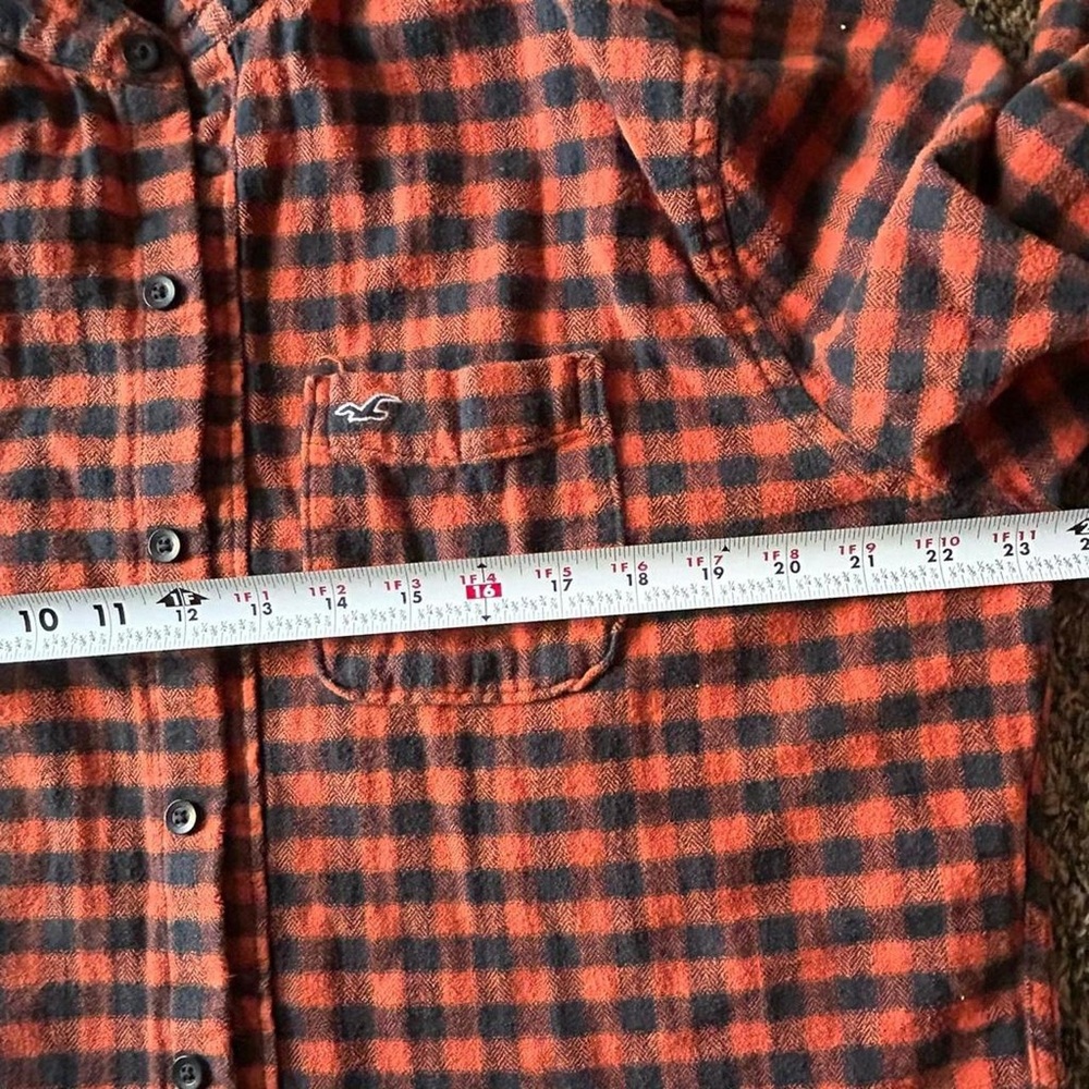 Hollister Black & Orange Plaid Button-Up Shirt | Casual Flannel - Picture 5 of 5